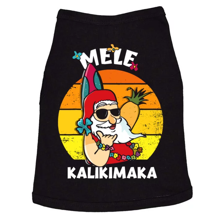 Mele Kalikimaka Retro Tropical Christmas Santa Rock Roll Doggie Tank