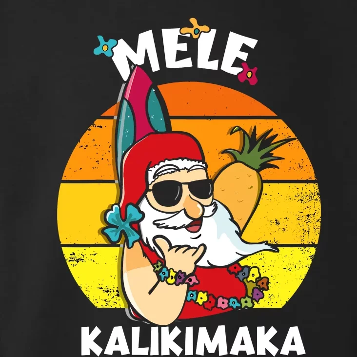 Mele Kalikimaka Retro Tropical Christmas Santa Rock Roll Toddler Hoodie