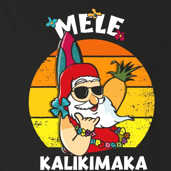 Mele Kalikimaka Retro Tropical Christmas Santa Rock Roll Toddler Long Sleeve Shirt