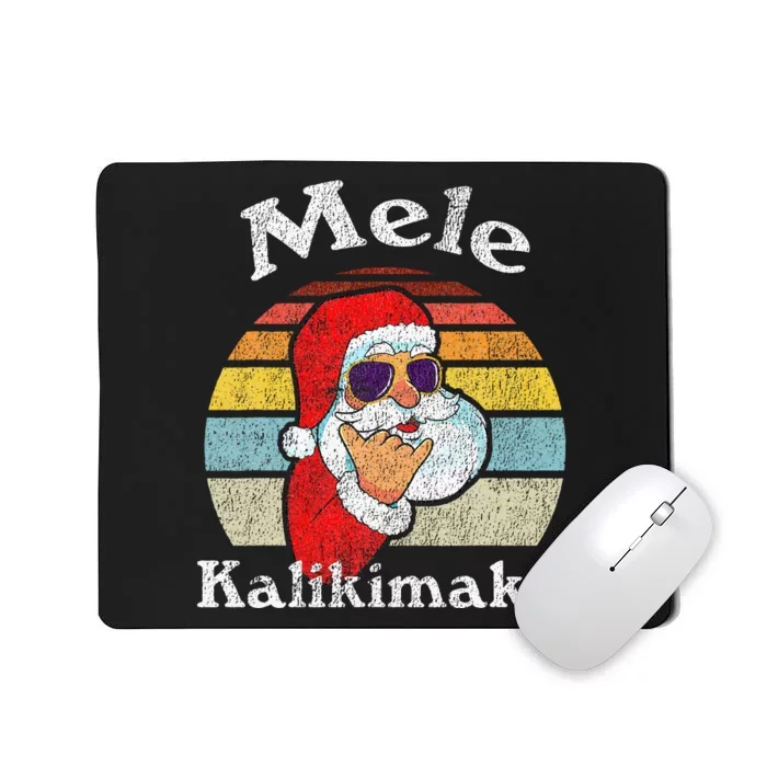 Mele Kalikimaka Retro Christmas Santa Shaka Hawaii Mousepad