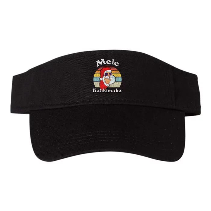 Mele Kalikimaka Retro Christmas Santa Shaka Hawaii Valucap Bio-Washed Visor