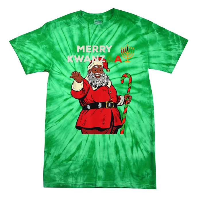 Merry Kwanzaa Santa Black Christmas African American Pride Tie-Dye T-Shirt