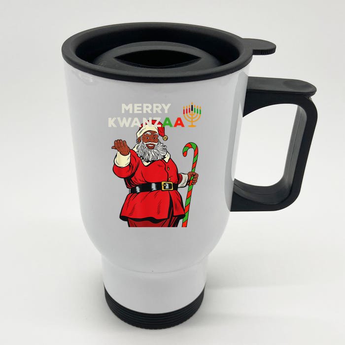 Merry Kwanzaa Santa Black Christmas African American Pride Front & Back Stainless Steel Travel Mug