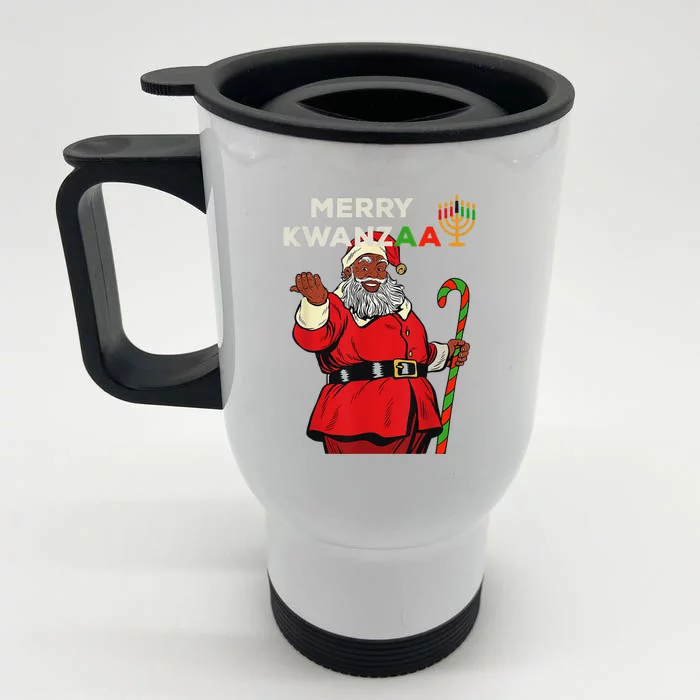 Merry Kwanzaa Santa Black Christmas African American Pride Front & Back Stainless Steel Travel Mug