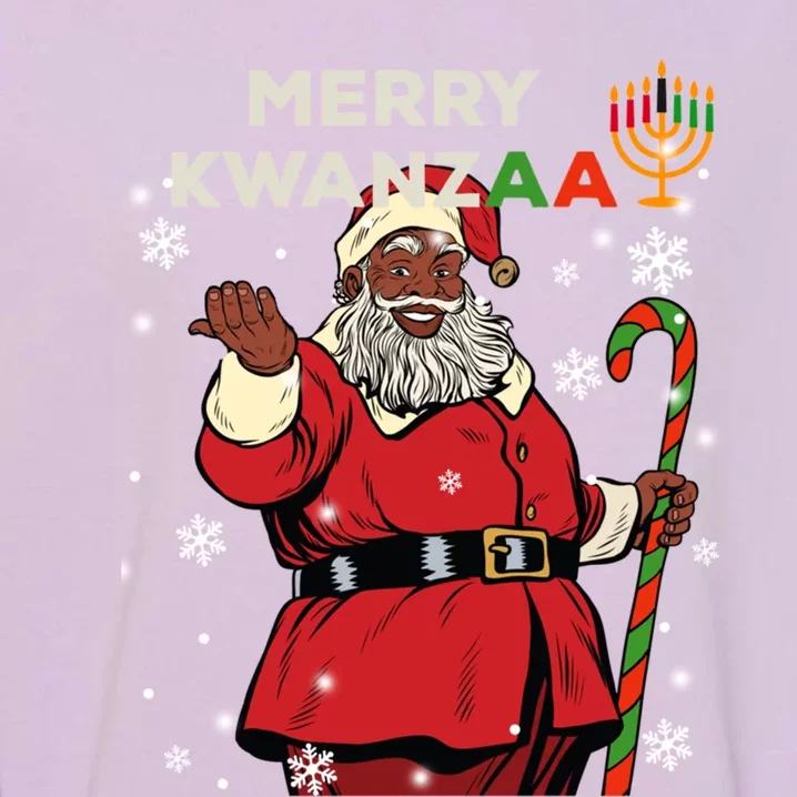 Merry Kwanzaa Santa Claus Black Christmas African American Gift Garment-Dyed Sweatshirt