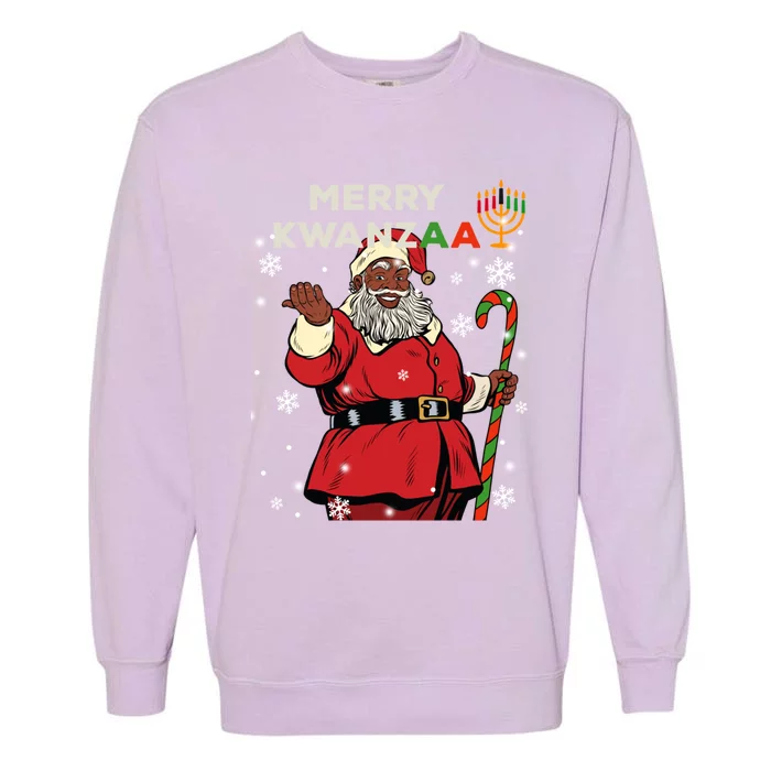 Merry Kwanzaa Santa Claus Black Christmas African American Gift Garment-Dyed Sweatshirt