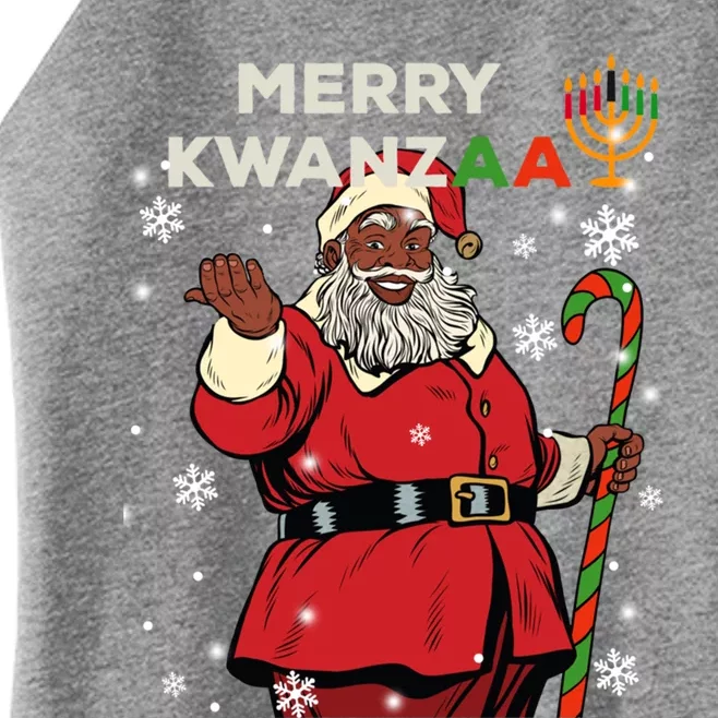 Merry Kwanzaa Santa Claus Black Christmas African American Gift Women’s Perfect Tri Rocker Tank