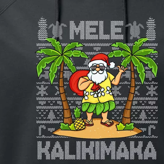 Mele Kalikimaka Santa Claus Hawaiian Christmas In July Performance Fleece Hoodie