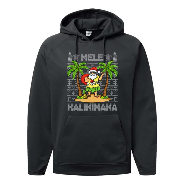 Mele Kalikimaka Santa Claus Hawaiian Christmas In July Performance Fleece Hoodie