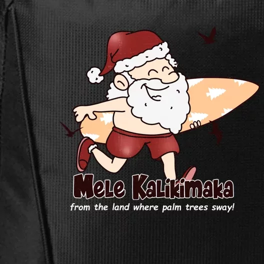 Mele Kalikimaka Santa Claus Surfing Palm Trees Christmas City Backpack