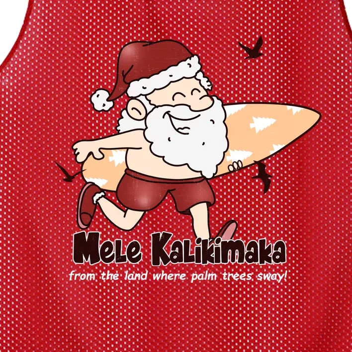 Mele Kalikimaka Santa Claus Surfing Palm Trees Christmas Mesh Reversible Basketball Jersey Tank