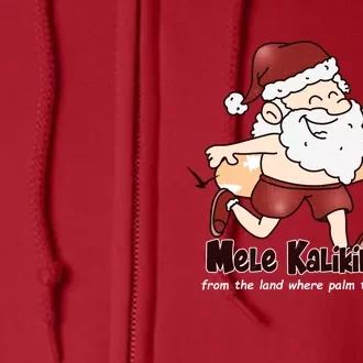 Mele Kalikimaka Santa Claus Surfing Palm Trees Christmas Full Zip Hoodie