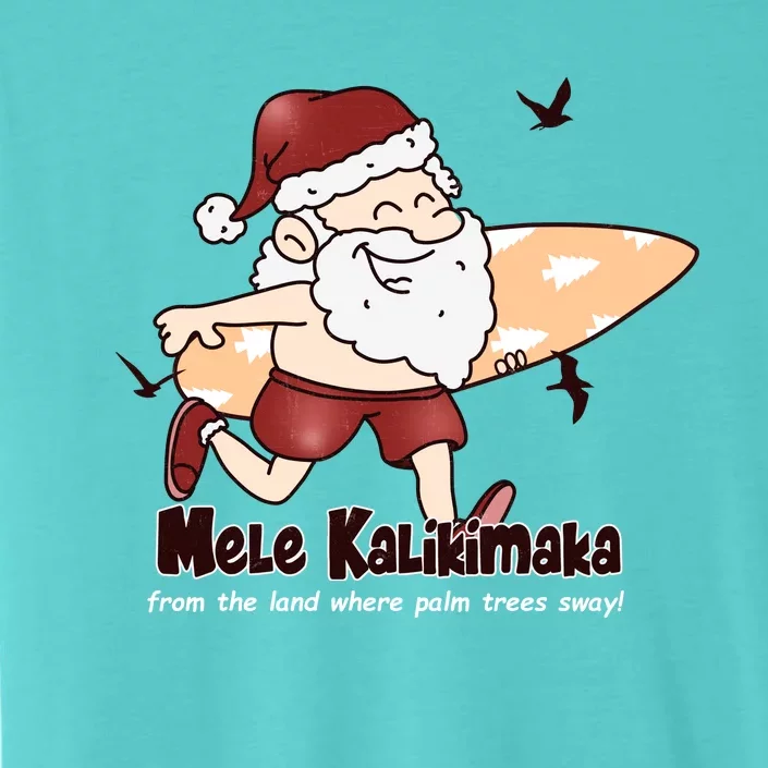 Mele Kalikimaka Santa Claus Surfing Palm Trees Christmas ChromaSoft Performance T-Shirt