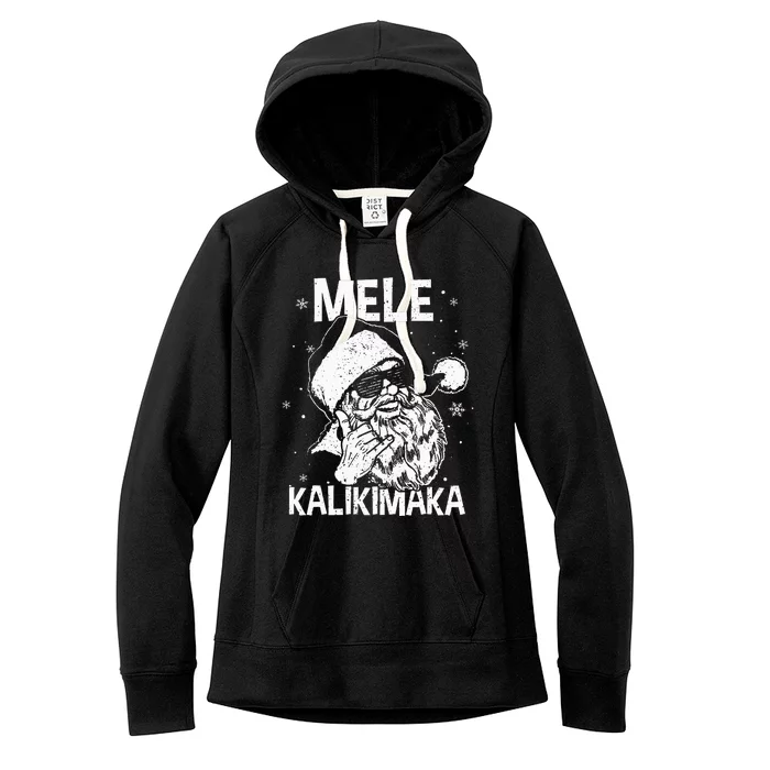 Mele Kalikimaka Santa Claus Shaka Hawaiian Christmas Hawaii Women's Fleece Hoodie