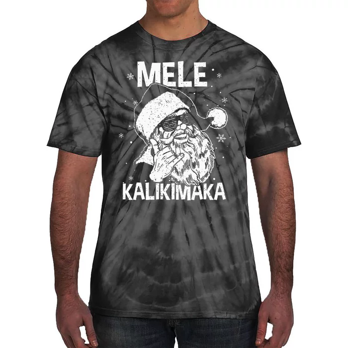 Mele Kalikimaka Santa Claus Shaka Hawaiian Christmas Hawaii Tie-Dye T-Shirt