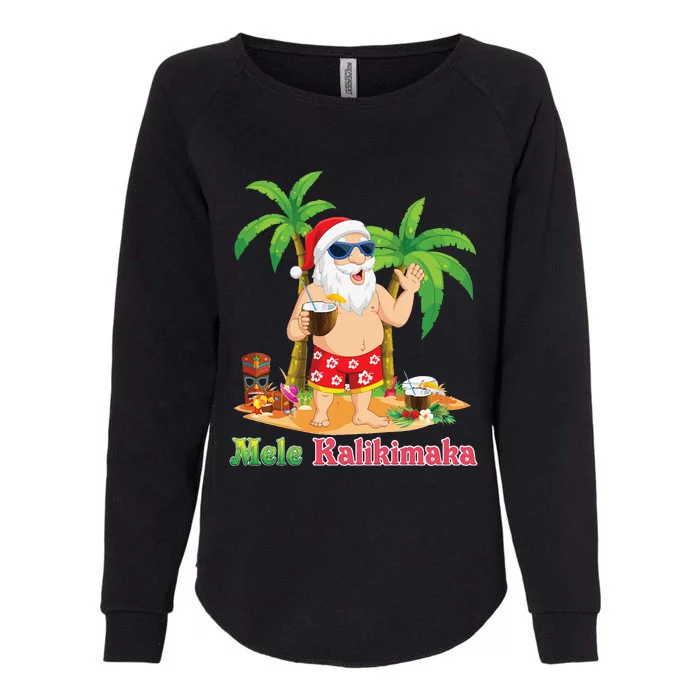 Mele Kalikimaka Santa Surfing Christmas Surf In July Merry Womens California Wash Sweatshirt