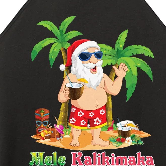 Mele Kalikimaka Santa Surfing Christmas Surf In July Merry Women’s Perfect Tri Rocker Tank