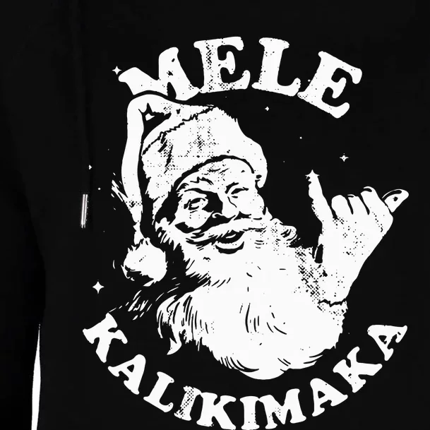 Mele Kalikimaka Santa Shaka Hawaii Christmas Surf Womens Funnel Neck Pullover Hood