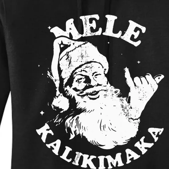 Mele Kalikimaka Santa Shaka Hawaii Christmas Surf Women's Pullover Hoodie