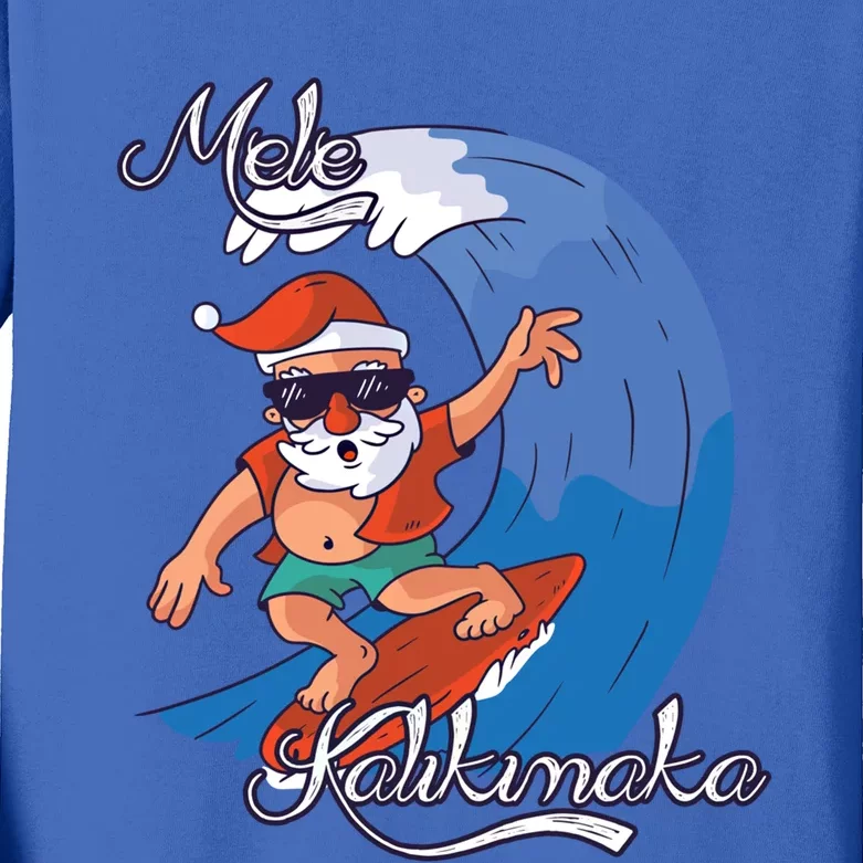 Mele Kalikimaka Surfing Papa Mele Father Christmas Cute Gift Kids Long Sleeve Shirt