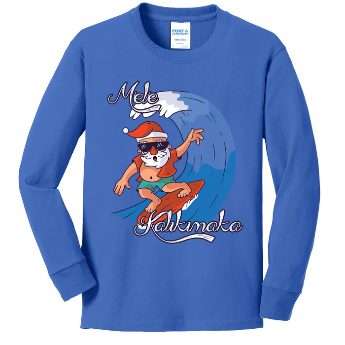 Mele Kalikimaka Surfing Papa Mele Father Christmas Cute Gift Kids Long Sleeve Shirt