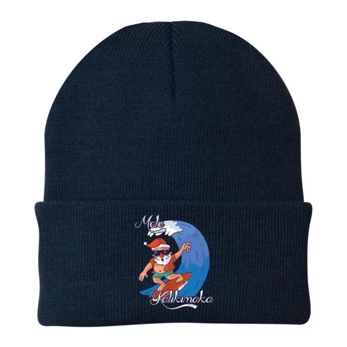 Mele Kalikimaka Surfing Papa Mele Father Christmas Cute Gift Knit Cap Winter Beanie