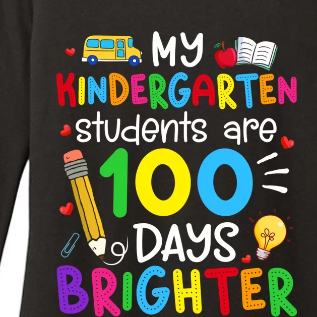 My Kindergarten Students Are 100 Days Brighter 100th Day Cool Gift Womens CVC Long Sleeve Shirt