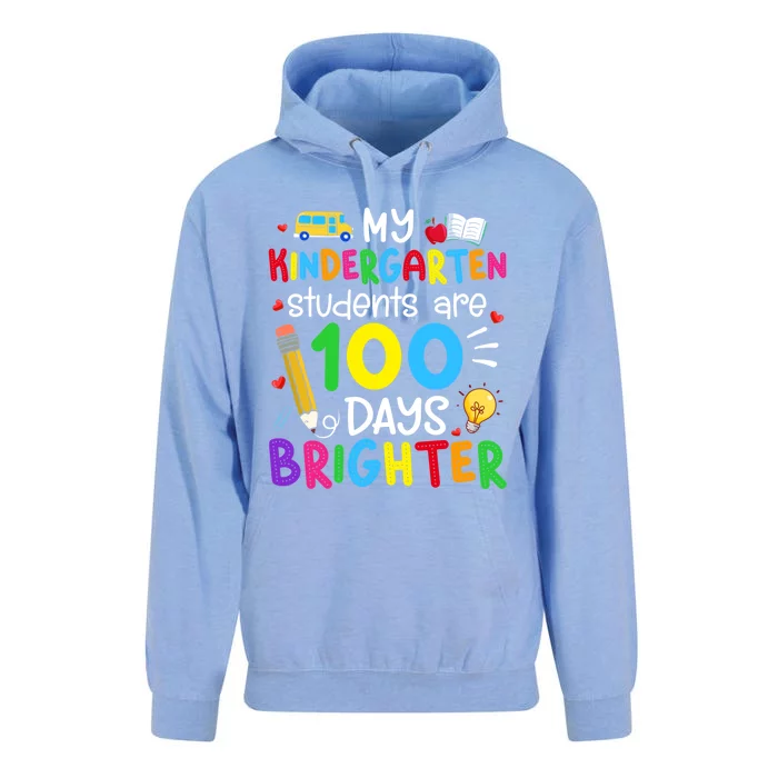 My Kindergarten Students Are 100 Days Brighter 100th Day Cool Gift Unisex Surf Hoodie