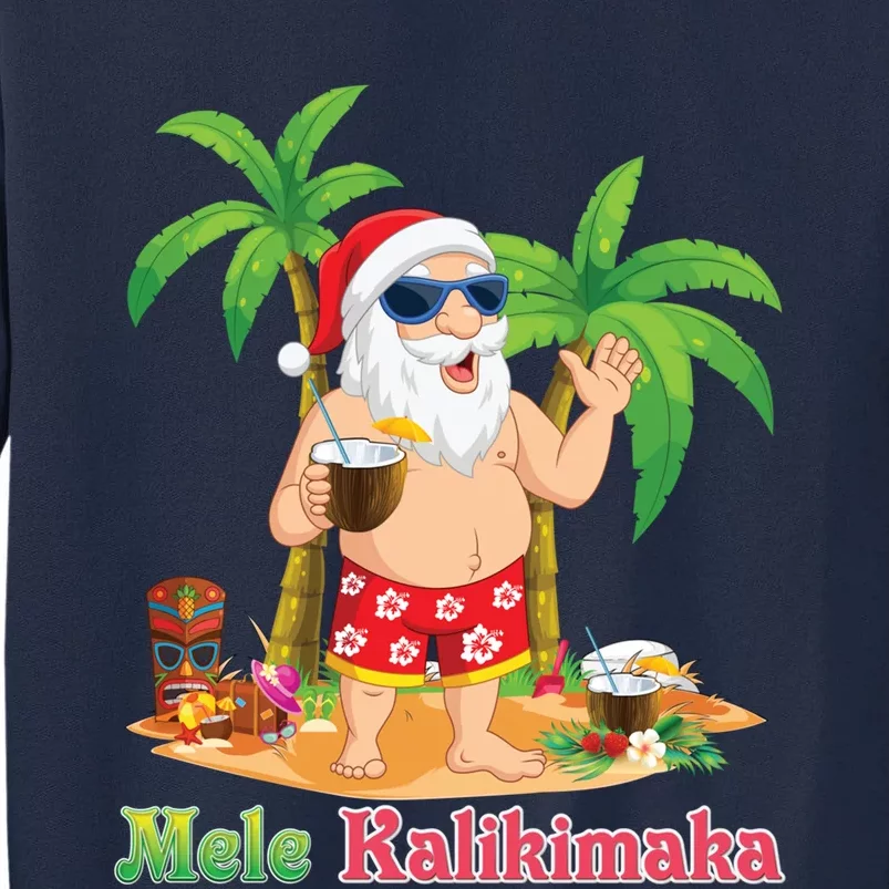 Mele Kalikimaka Santa Surfing Christmas Surf In July Merry Tall Sweatshirt