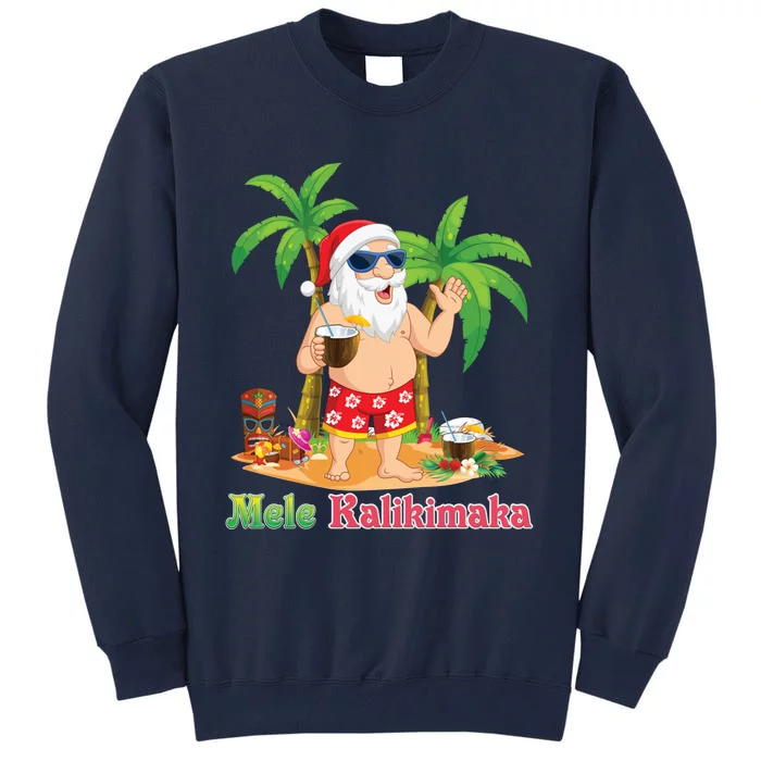 Mele Kalikimaka Santa Surfing Christmas Surf In July Merry Tall Sweatshirt