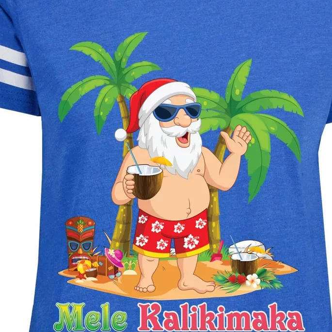 Mele Kalikimaka Santa Surfing Christmas Surf In July Merry Enza Ladies Jersey Football T-Shirt