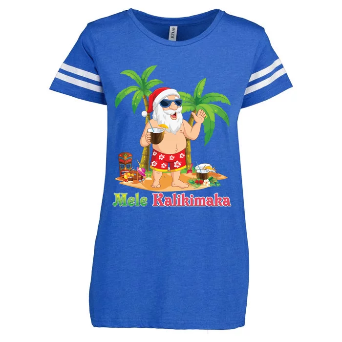 Mele Kalikimaka Santa Surfing Christmas Surf In July Merry Enza Ladies Jersey Football T-Shirt