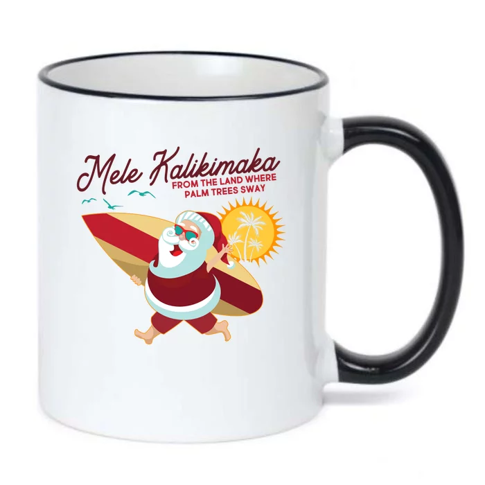 Mele Kalikimaka Surfer Santa Claus Black Color Changing Mug