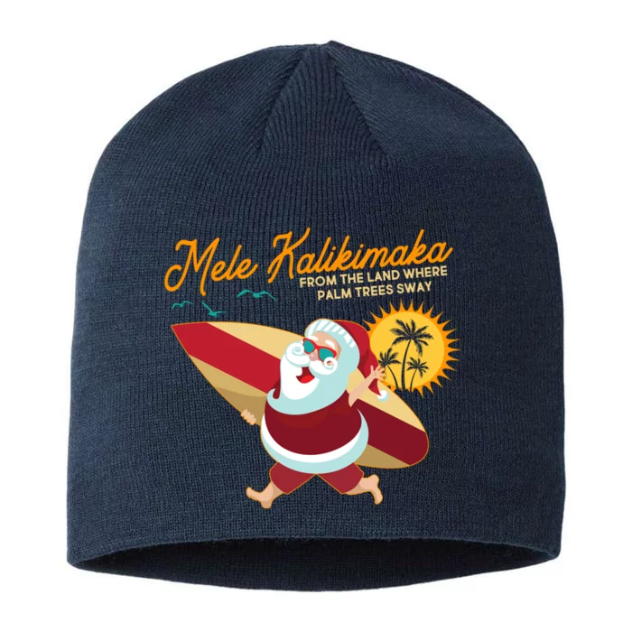 Mele Kalikimaka Surfer Santa Claus 8 1/2in Sustainable Knit Beanie