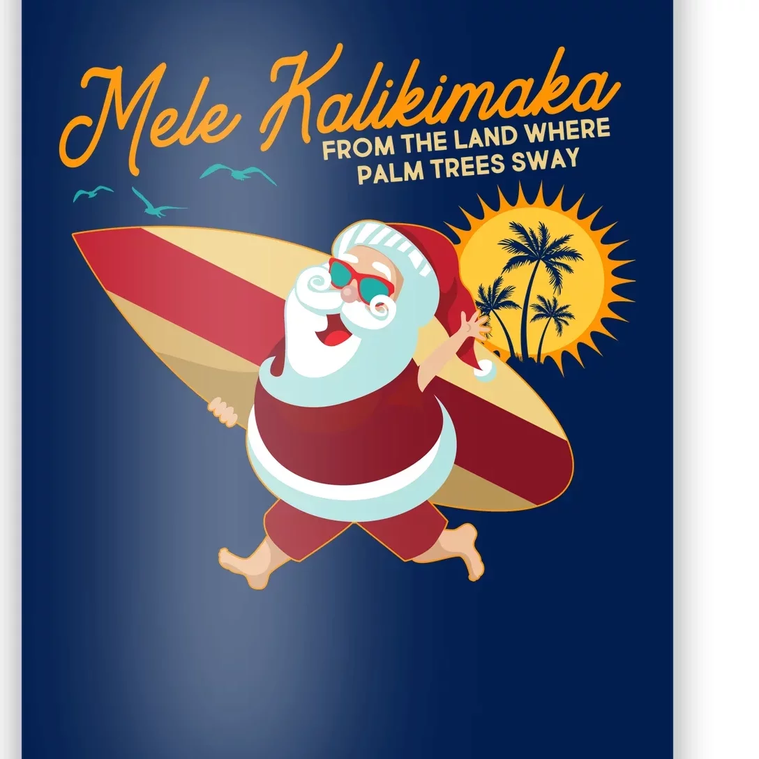 Mele Kalikimaka Surfer Santa Claus Poster