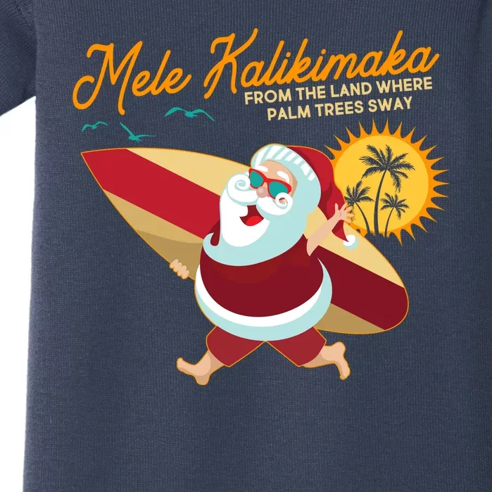 Mele Kalikimaka Surfer Santa Claus Baby Bodysuit