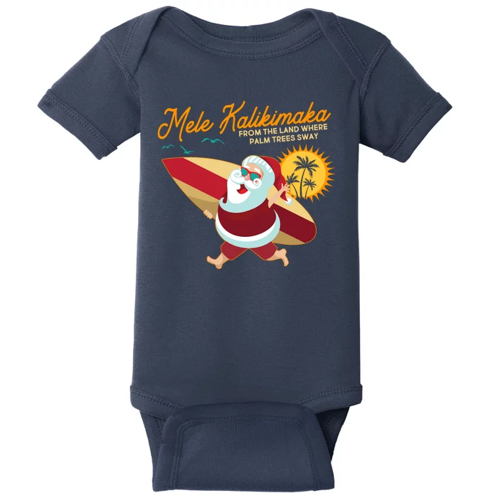 Mele Kalikimaka Surfer Santa Claus Baby Bodysuit