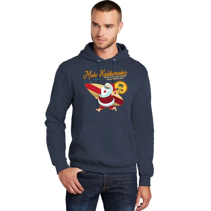 Mele Kalikimaka Surfer Santa Claus Tall Hoodie