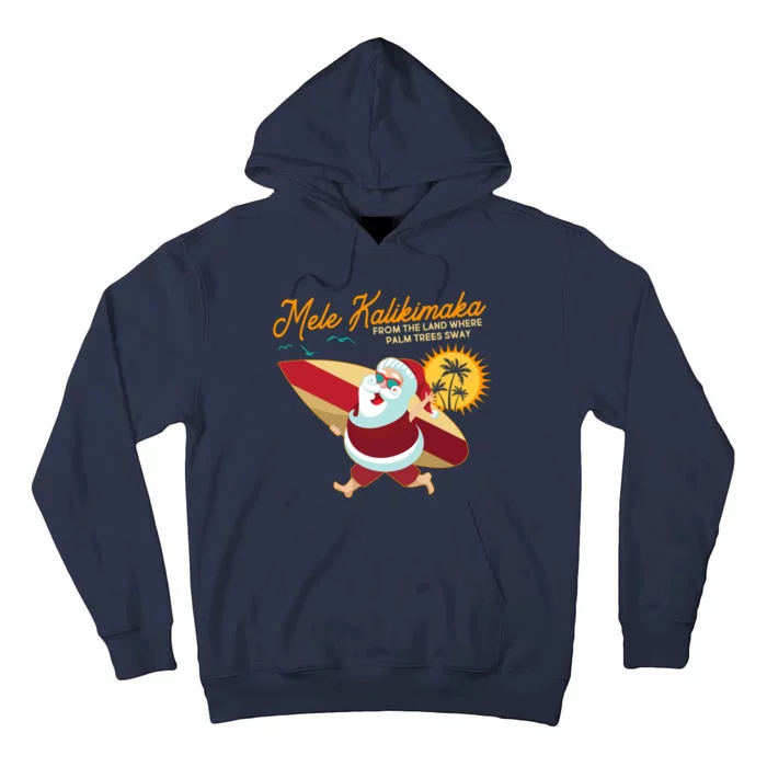 Mele Kalikimaka Surfer Santa Claus Tall Hoodie