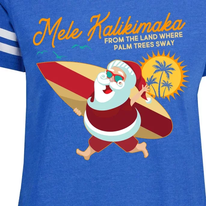 Mele Kalikimaka Surfer Santa Claus Enza Ladies Jersey Football T-Shirt