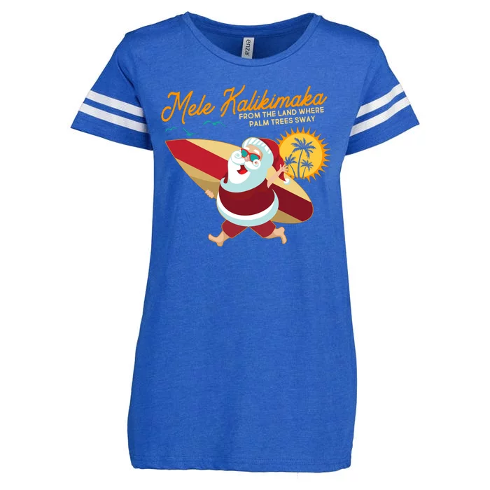 Mele Kalikimaka Surfer Santa Claus Enza Ladies Jersey Football T-Shirt