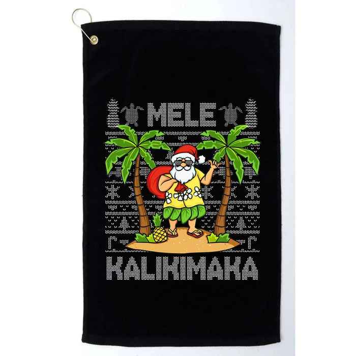 Mele Kalikimaka Santa Claus Hawaiian Christmas In July Platinum Collection Golf Towel