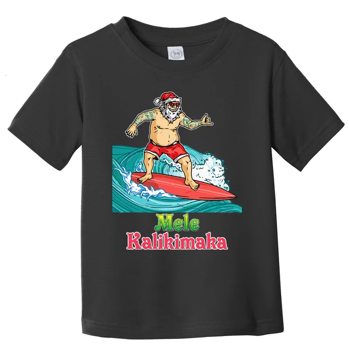 Mele Kalikimaka Santa Surfing Christmas Surf In July Merry Toddler T-Shirt