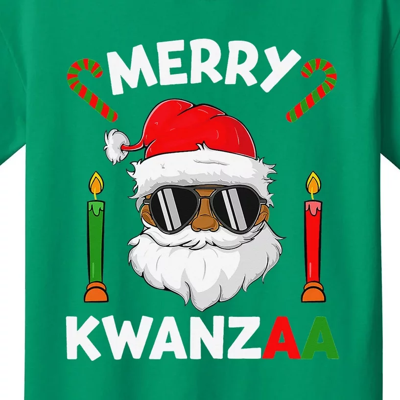 Merry Kwanzaa Santa Black Christmas African American Kids T-Shirt