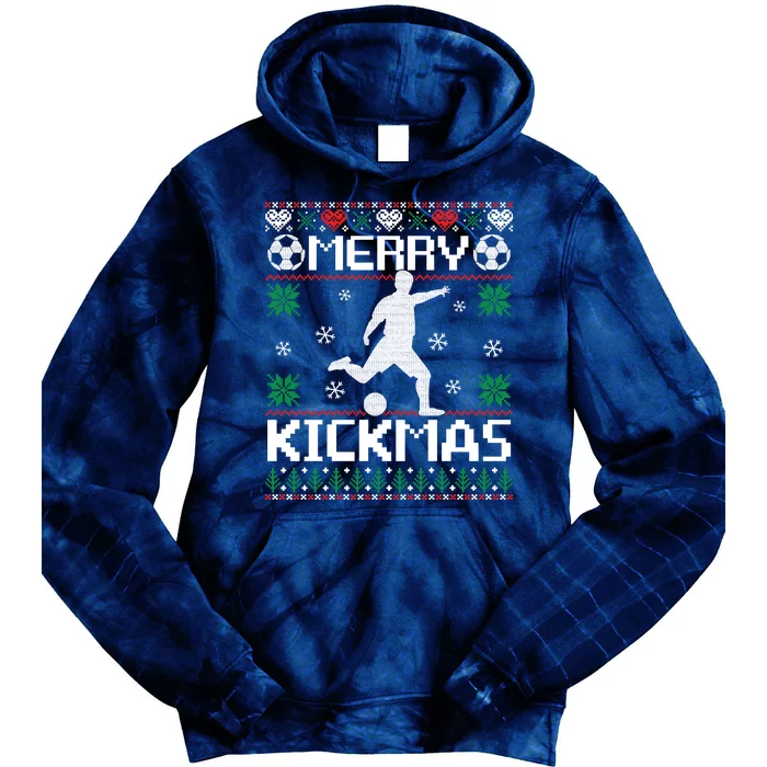 Merry Kickmas Soccer Player Sports Ugly Christmas Sweater Tie Dye Hoodie