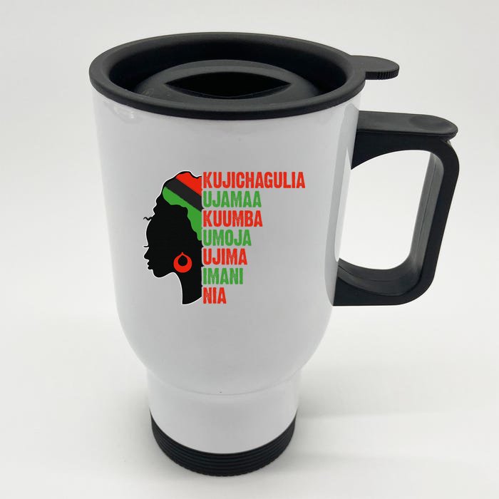 Merry Kwanzaa Santa Black Christmas African American Pride Front & Back Stainless Steel Travel Mug