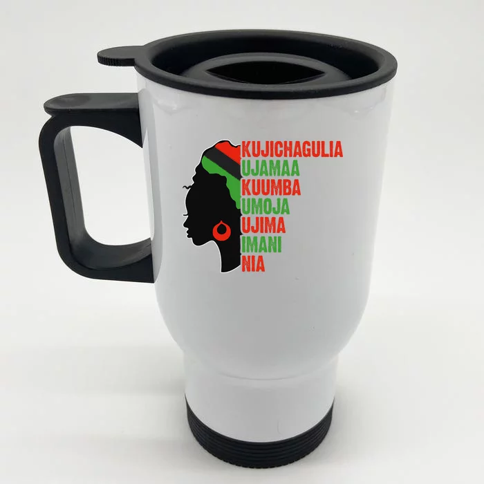 Merry Kwanzaa Santa Black Christmas African American Pride Front & Back Stainless Steel Travel Mug