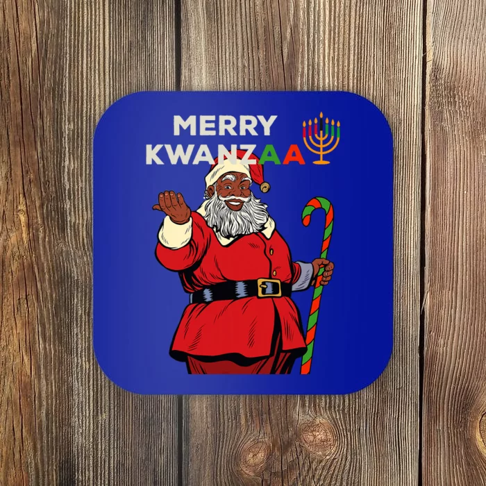 Merry Kwanzaa Santa Black Christmas African American Coaster