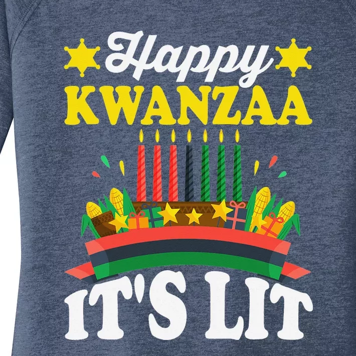 Happy Kwanzaa It's Lit African American Women's Perfect Tri Tunic Long Sleeve Shirt