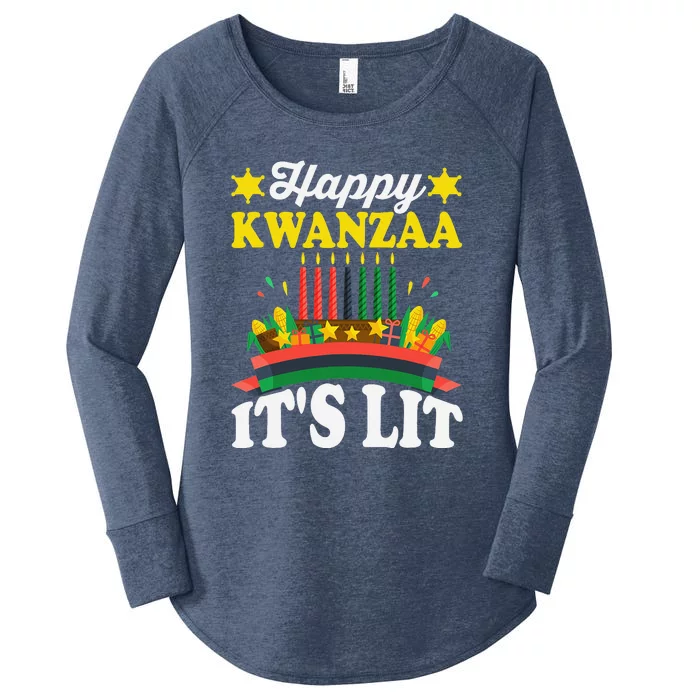 Happy Kwanzaa It's Lit African American Women's Perfect Tri Tunic Long Sleeve Shirt